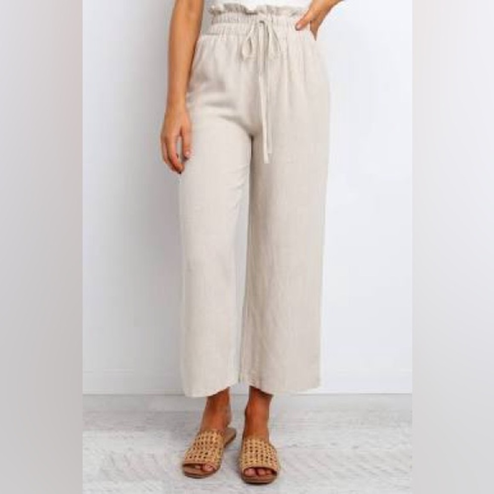 Petal and Pup Hawthorne Linen Blend Wide Leg Crop Pants size 6
